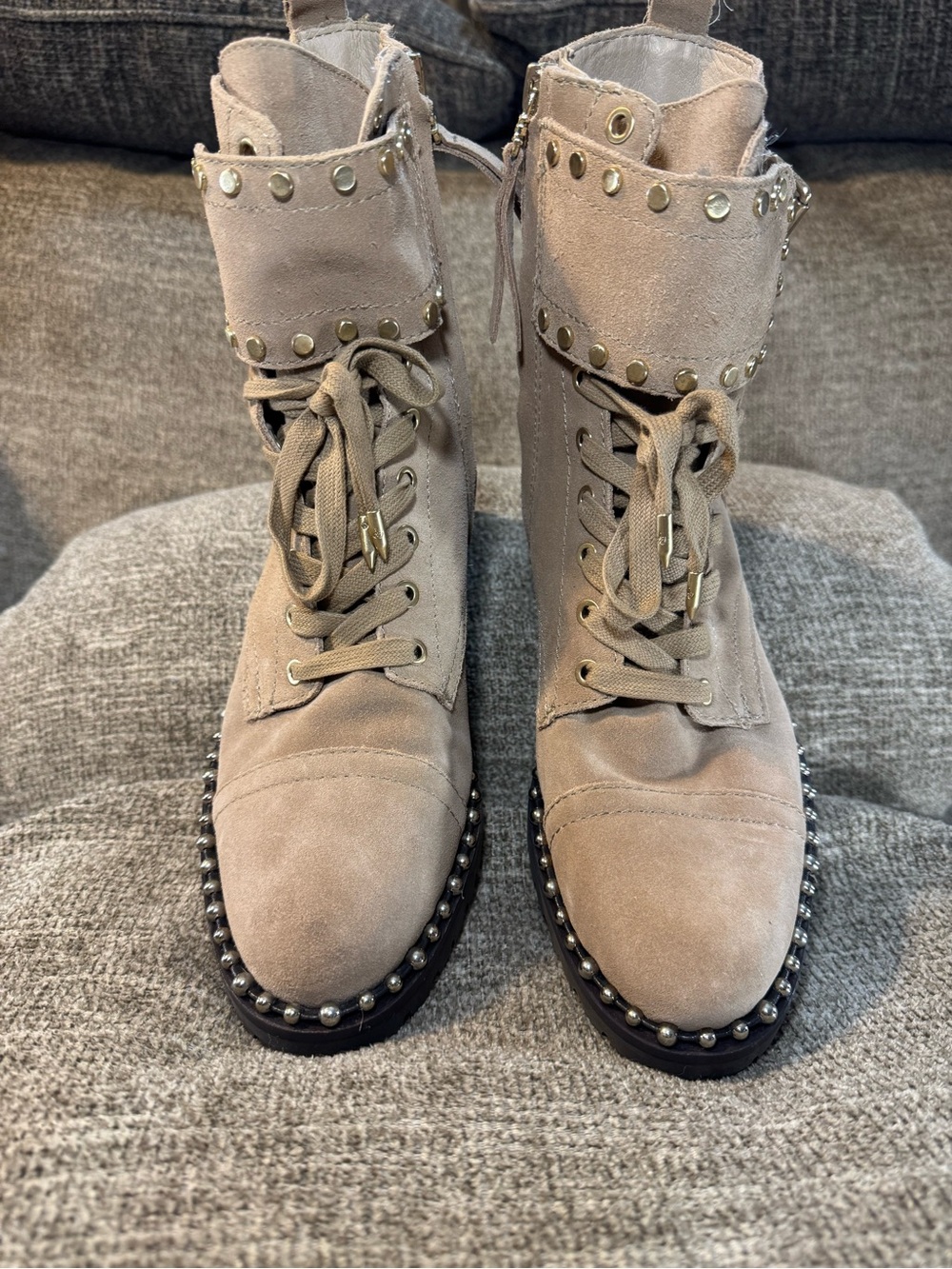 Sam Edelman Jennifer Women’s Brown Studded Combat Boots Size 7M - Picture 3 of 15